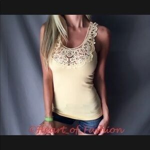 Boho Crochet Front Basic Cotton Blend Tank Top